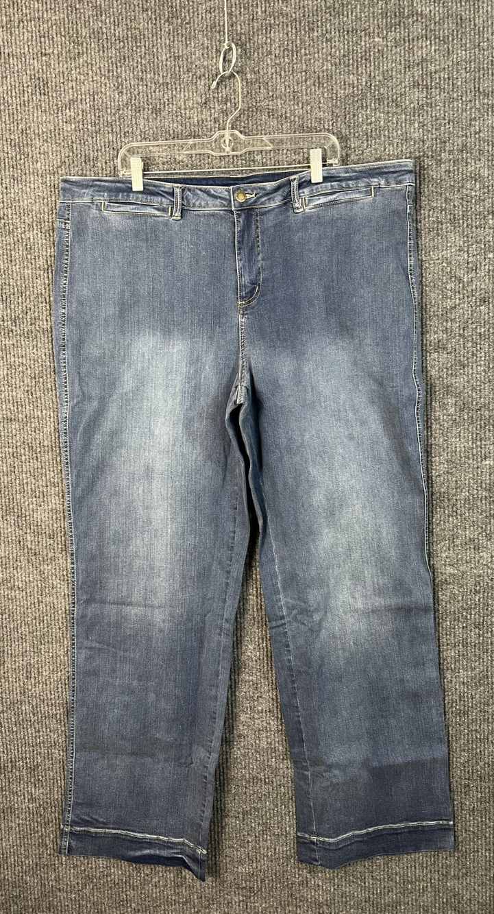Belle Kim Gravel Jeans Womens Plus 22W Tall Blue Mini Pocket Trouser Triple Luxe